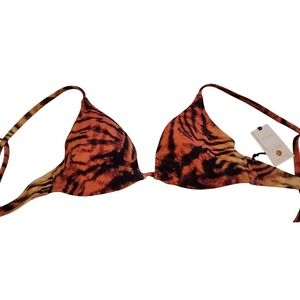 Shade & Shore‎ Tiger Print Bikini Top Removable Pads Swimwear Orange 34 B